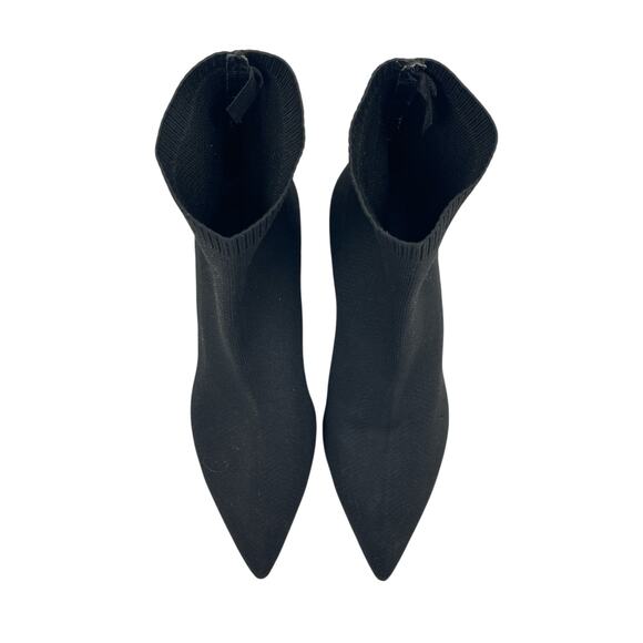 Zara Women's Black Stretch-Knit Pointed Toe Slip-On Heeled Sock Ankle Boot Sz 9 - Picture 2 of 7